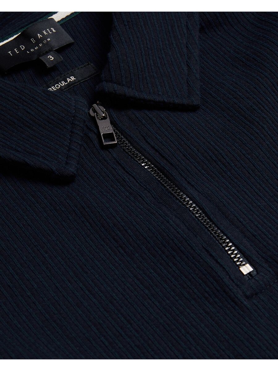 elgrave - camisa polo de algodão canelado com zíper no gola