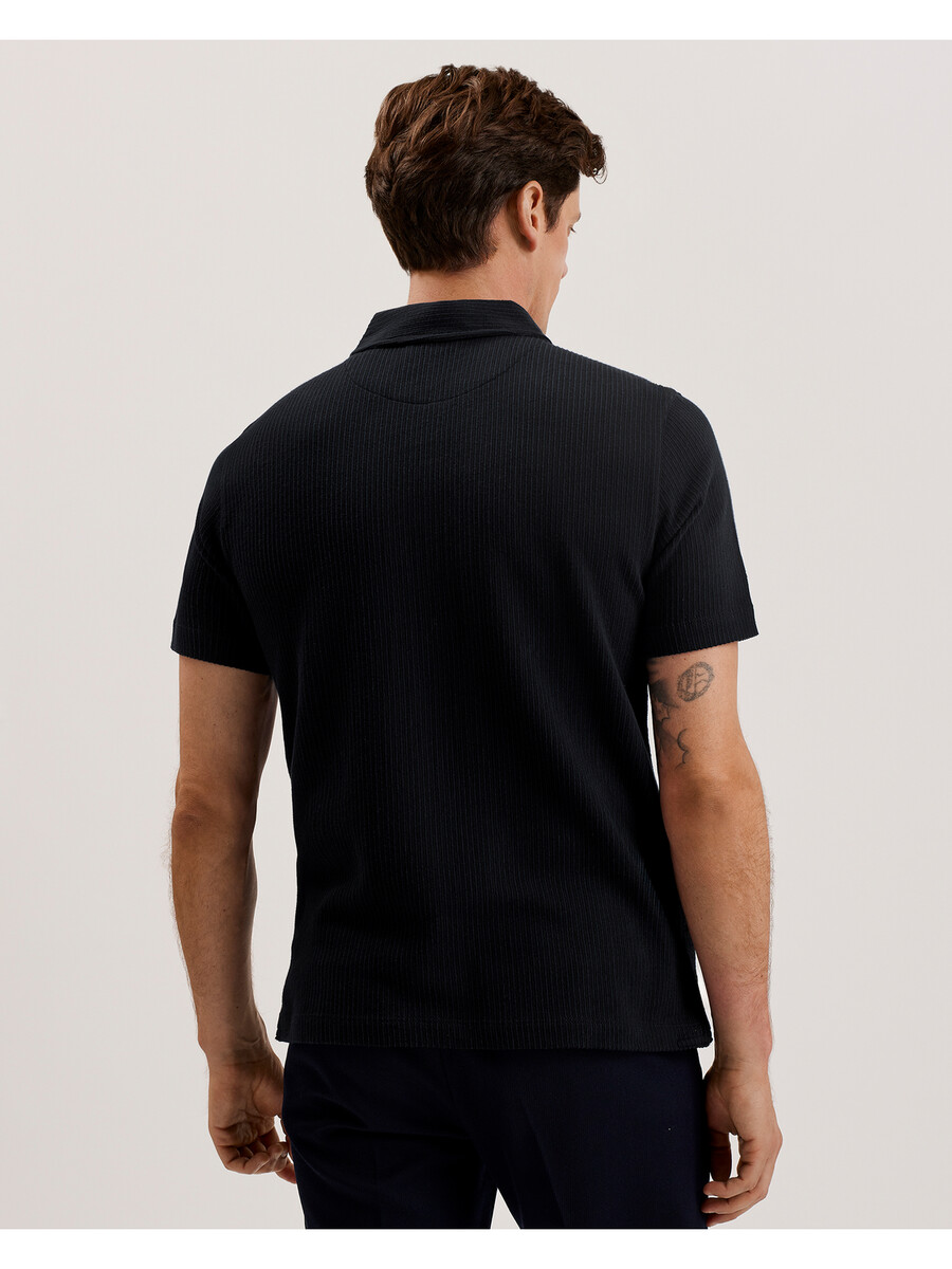 elgrave - camisa polo de algodão canelado com zíper no gola