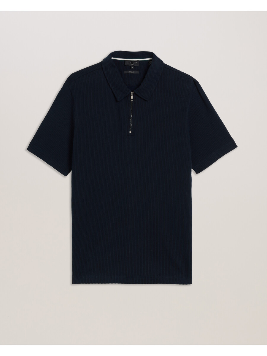 elgrave - camisa polo de algodão canelado com zíper no gola