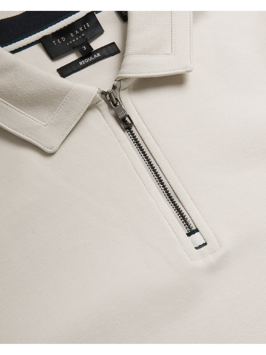 ingmar - camisa polo de manga comprida com zíper em mistura de algodão