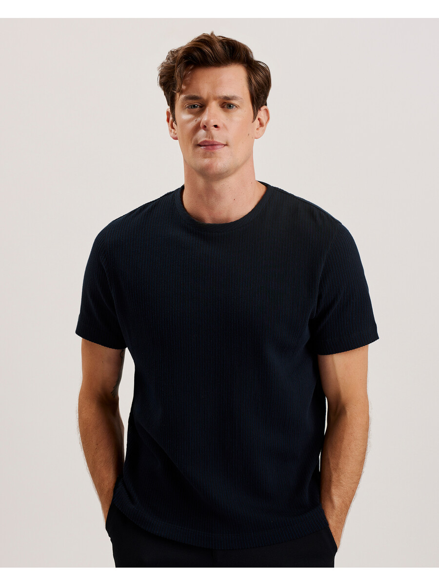 heynes - camiseta de gola redonda em algodão canelado