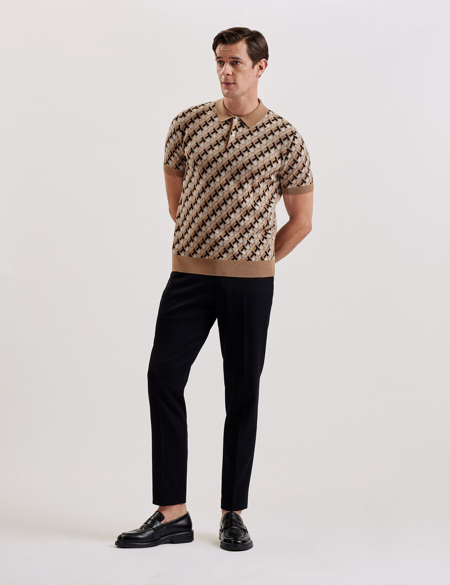 seferry - camisa polo de malha jacquard com estampa intertravada