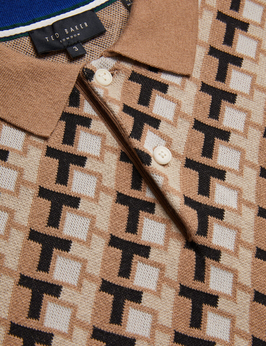 seferry - camisa polo de malha jacquard com estampa intertravada