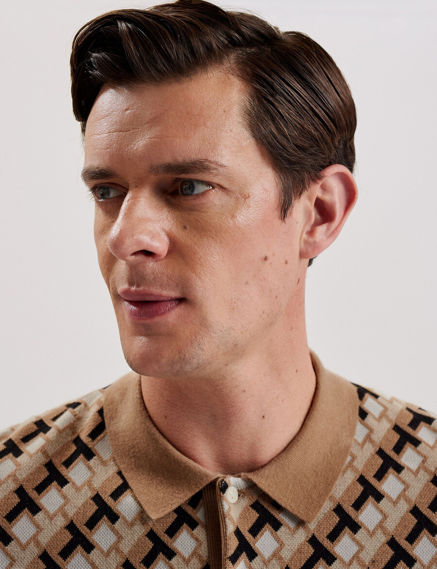 seferry - camisa polo de malha jacquard com estampa intertravada