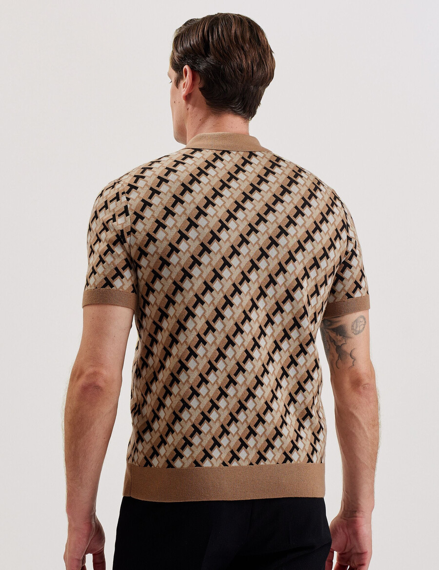 seferry - camisa polo de malha jacquard com estampa intertravada