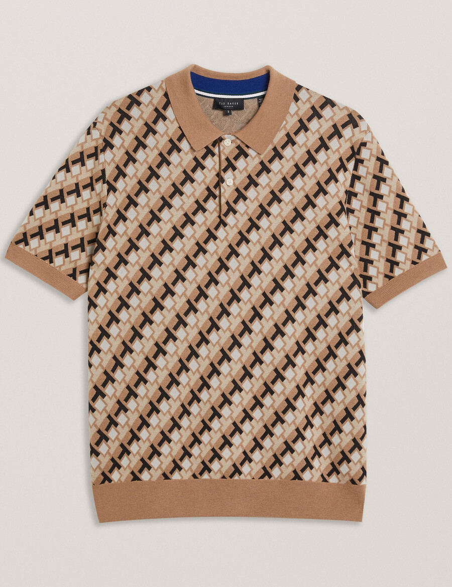 seferry - camisa polo de malha jacquard com estampa intertravada