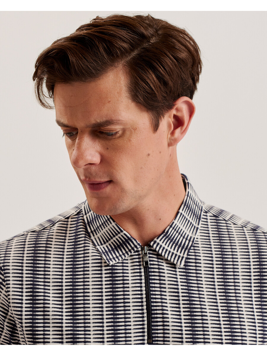 octon - camisa polo geo stripe com zíper no gola