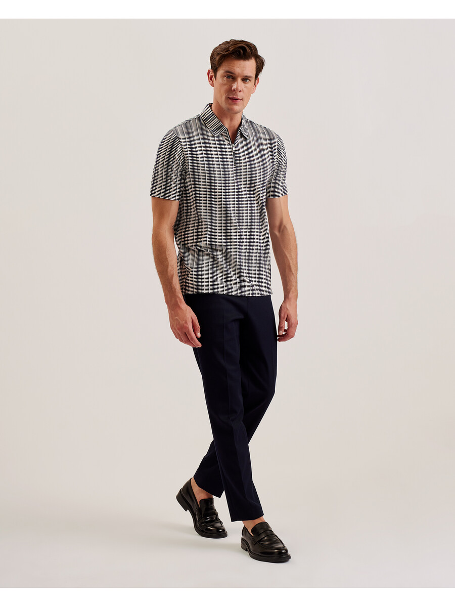 octon - camisa polo geo stripe com zíper no gola