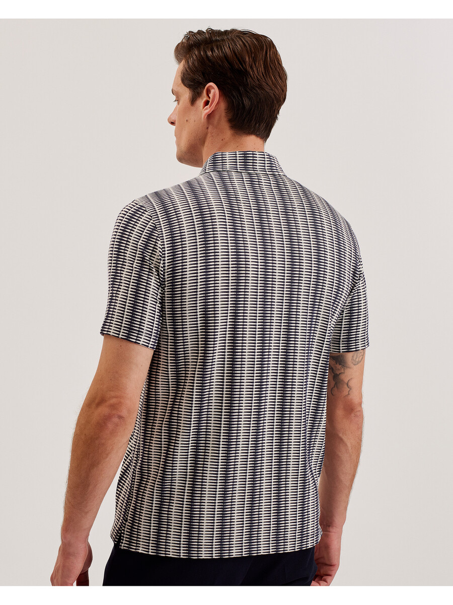 octon - camisa polo geo stripe com zíper no gola