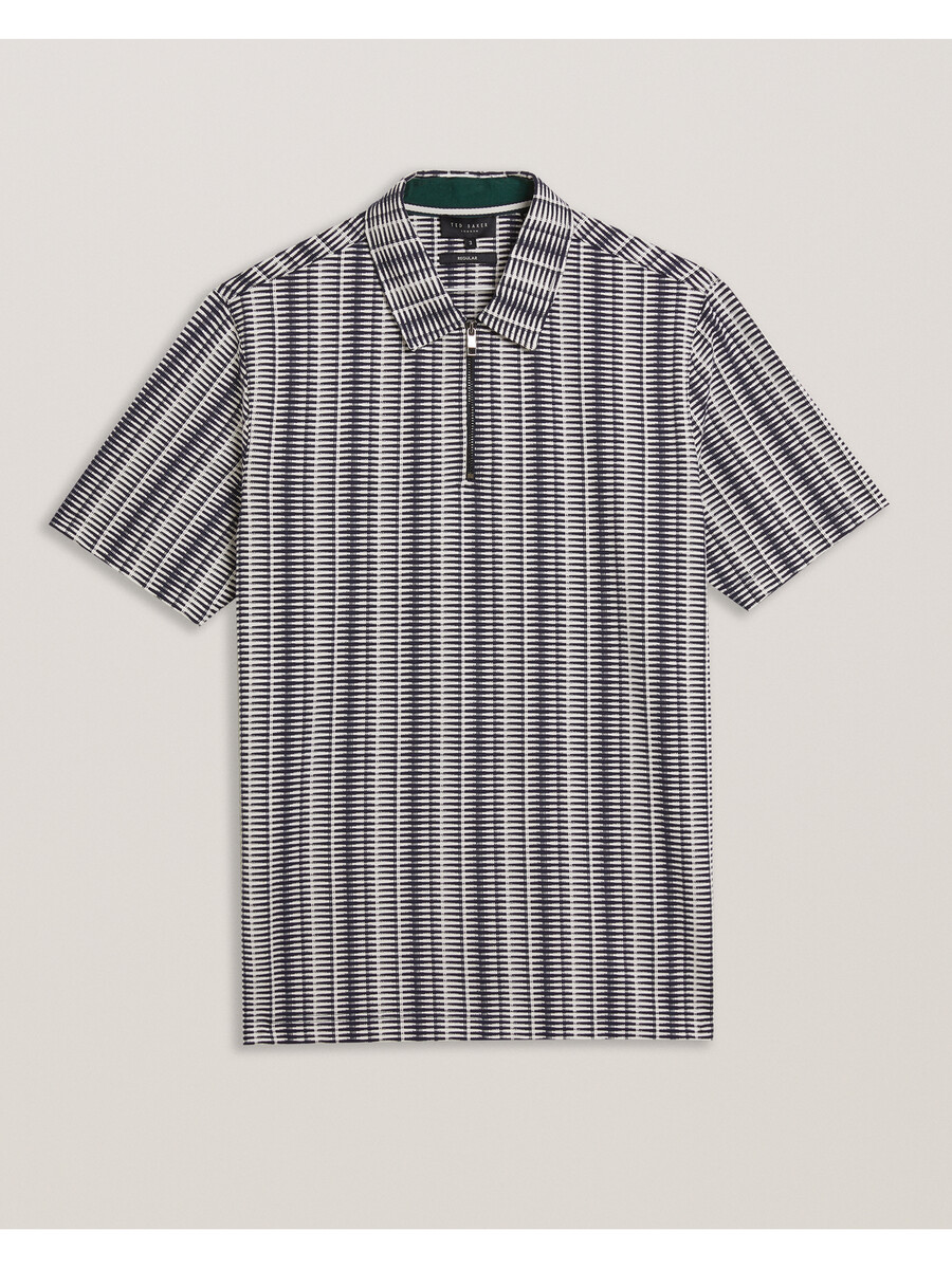 octon - camisa polo geo stripe com zíper no gola