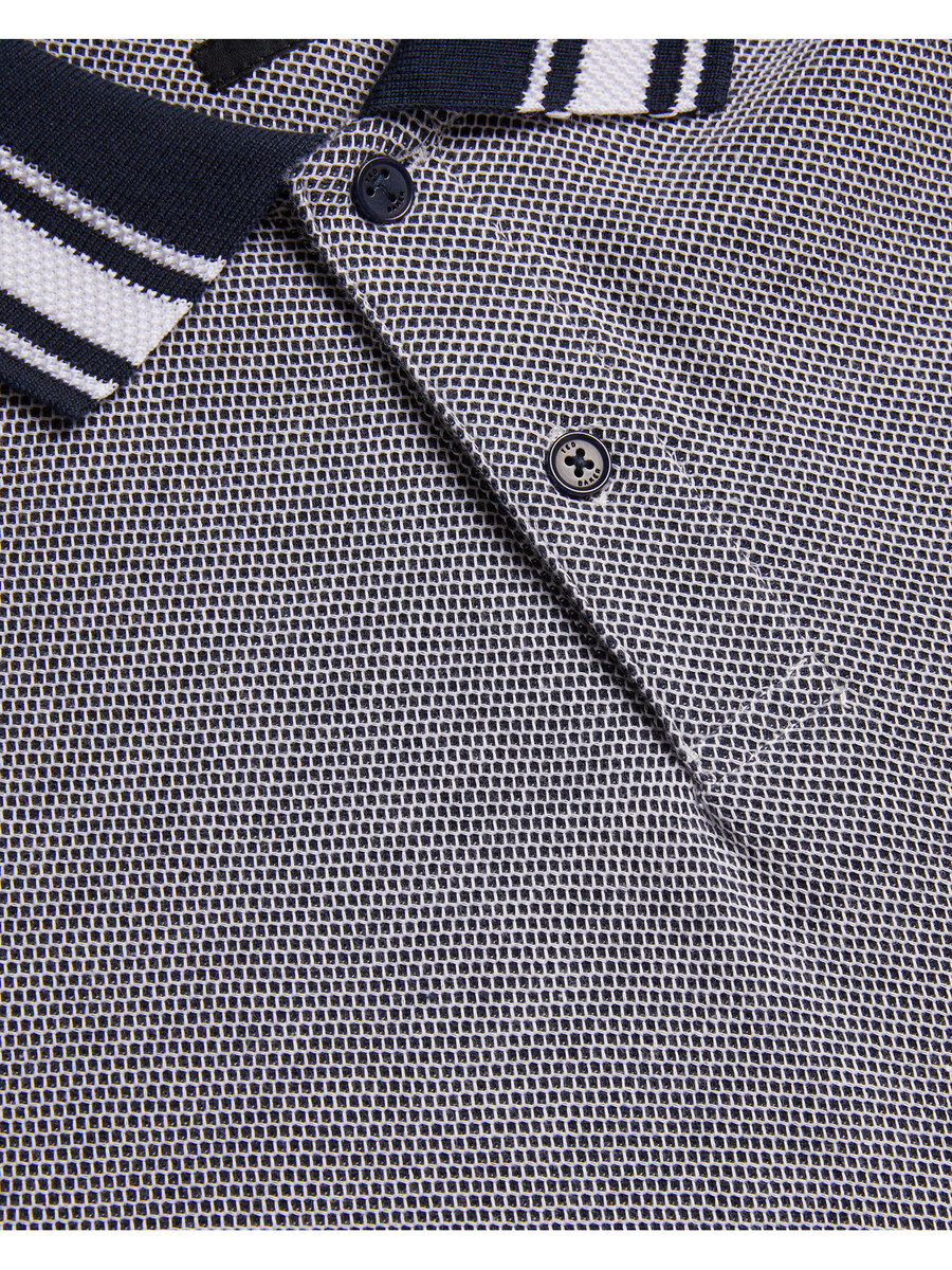 phenes - camisa polo de algodão texturizado com detalhes listrados