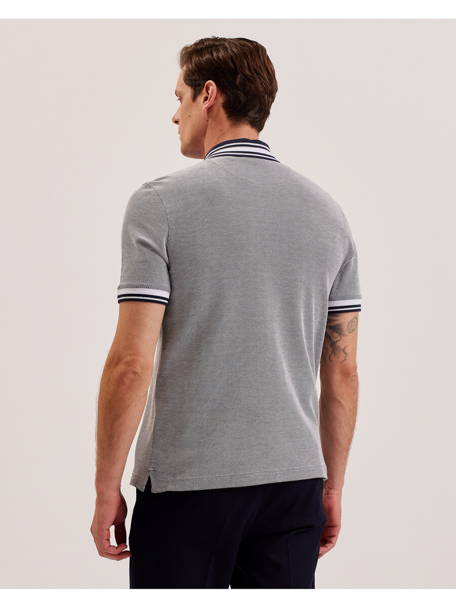phenes - camisa polo de algodão texturizado com detalhes listrados