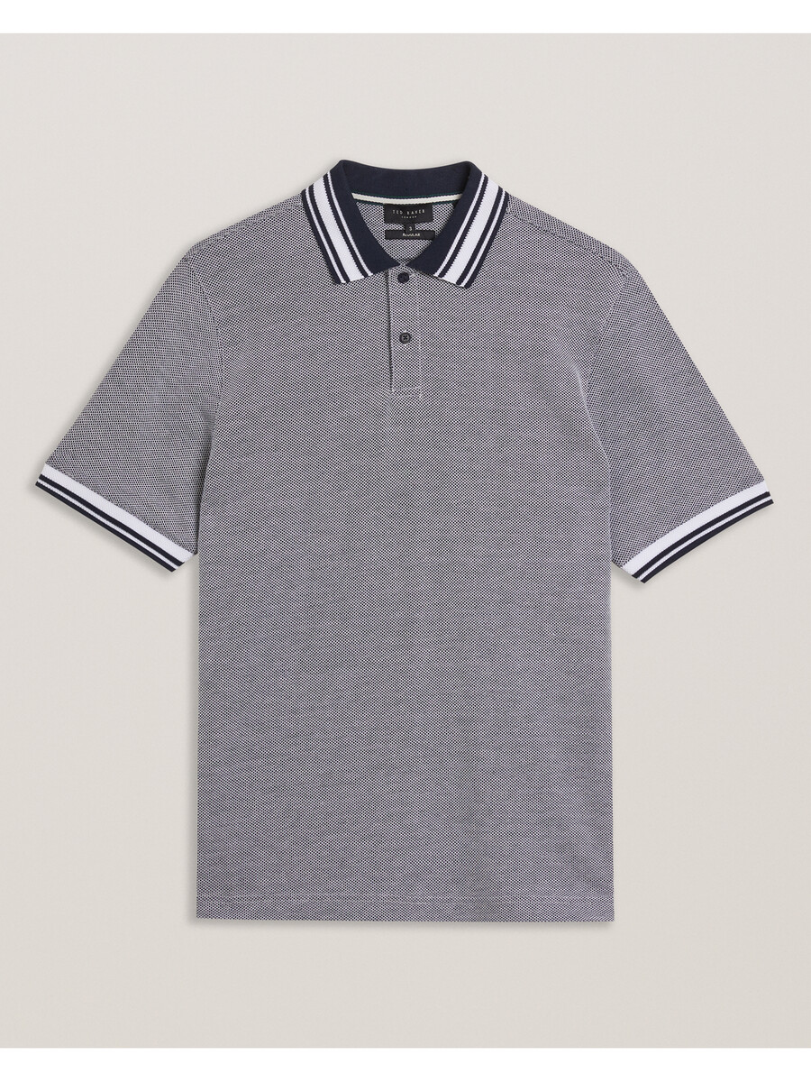 phenes - camisa polo de algodão texturizado com detalhes listrados