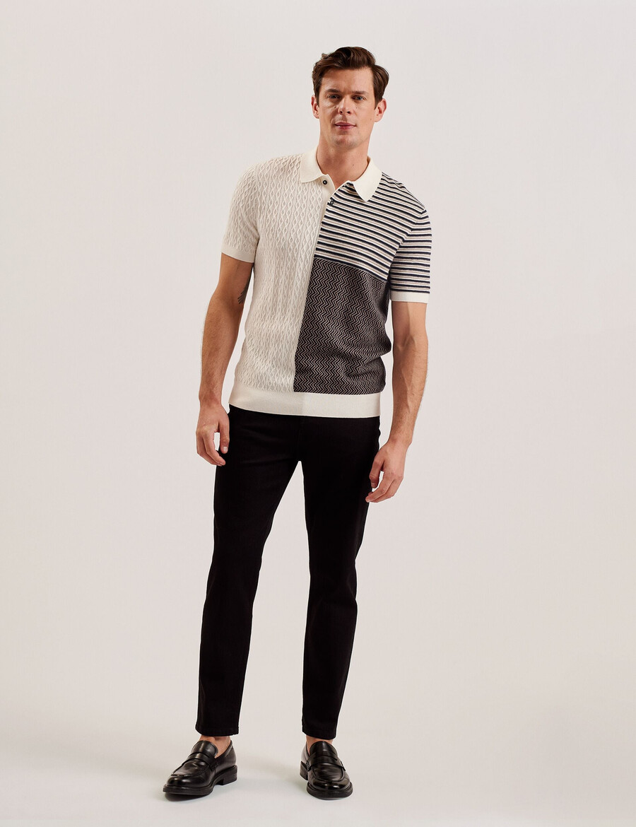 minsta - camisa polo de malha patchwork texturizada