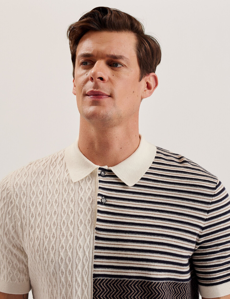 minsta - camisa polo de malha patchwork texturizada
