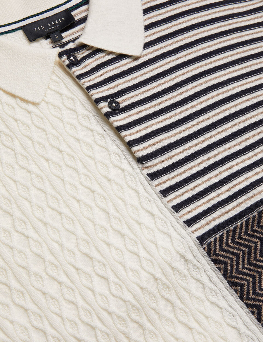 minsta - camisa polo de malha patchwork texturizada