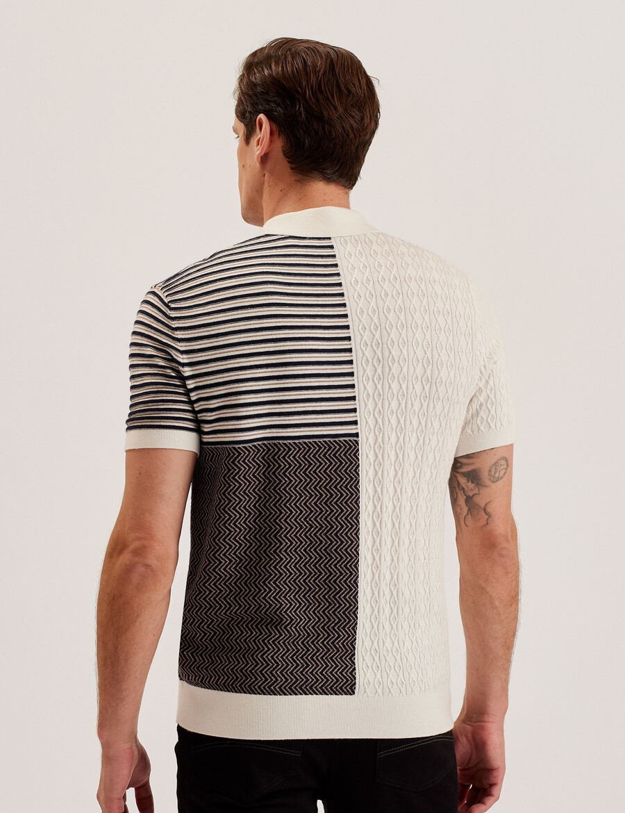 minsta - camisa polo de malha patchwork texturizada