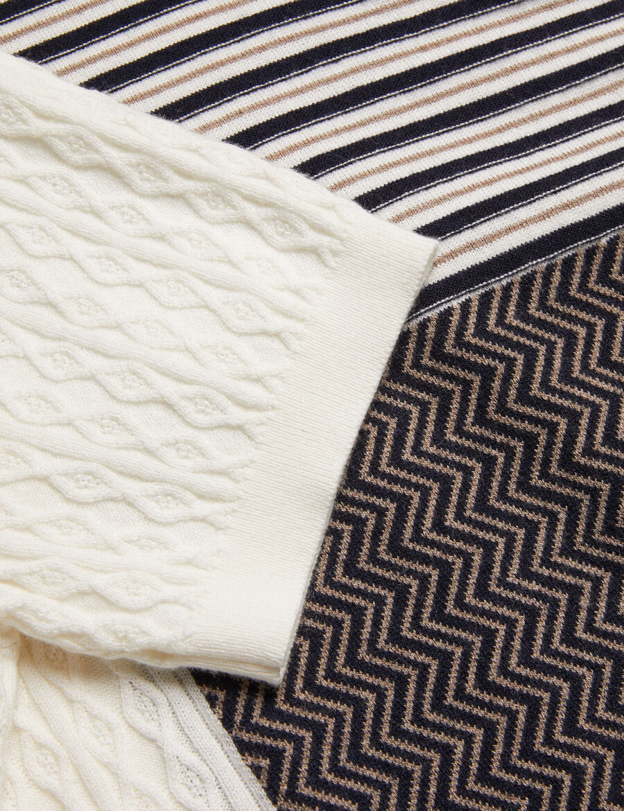minsta - camisa polo de malha patchwork texturizada