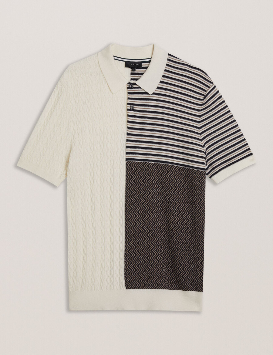 minsta - camisa polo de malha patchwork texturizada
