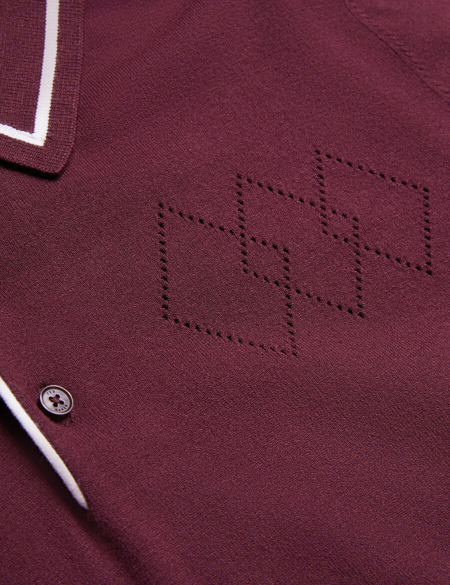 dunow - camisa polo com detalhe em ponto arredondado e acabamento listrado