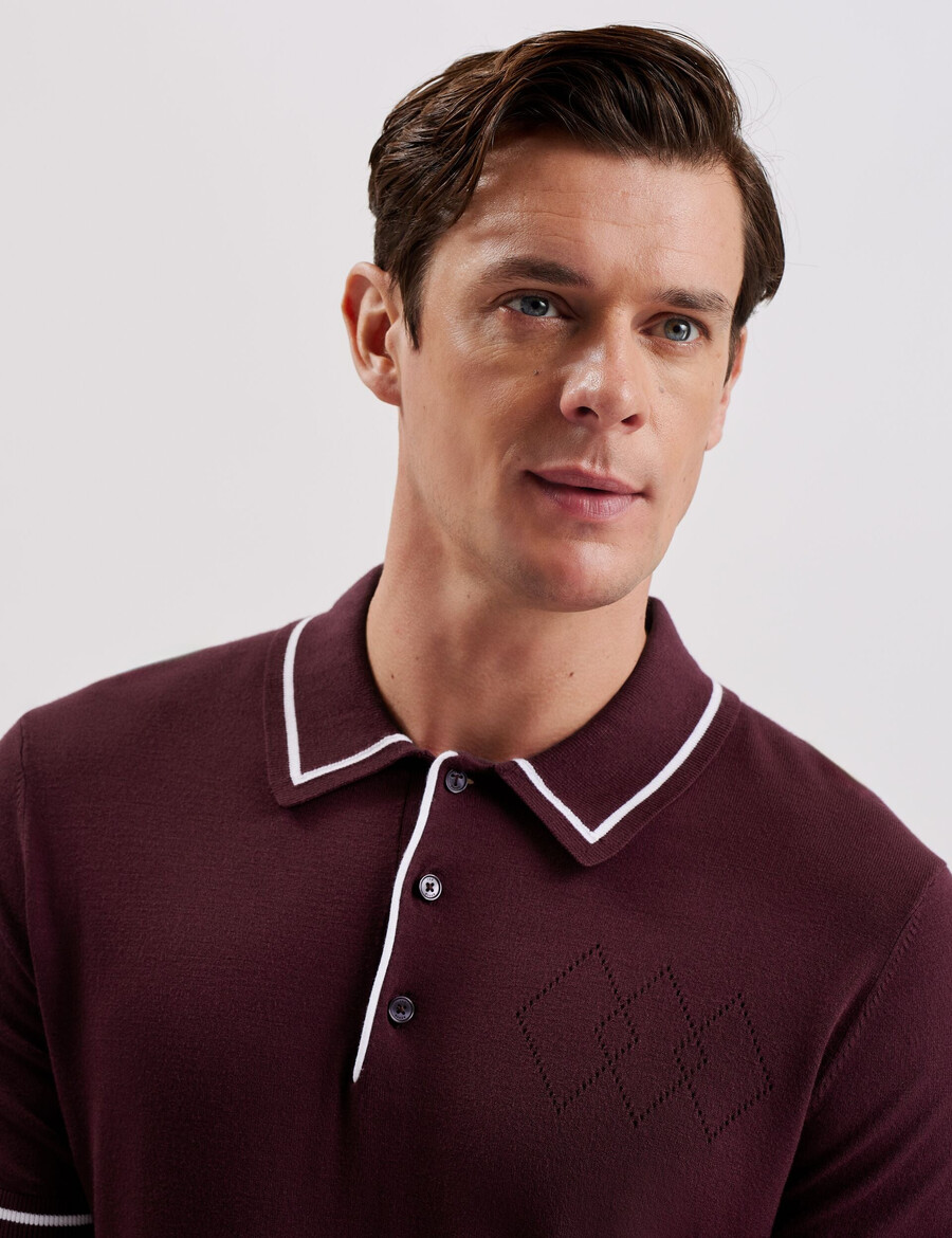 dunow - camisa polo com detalhe em ponto arredondado e acabamento listrado