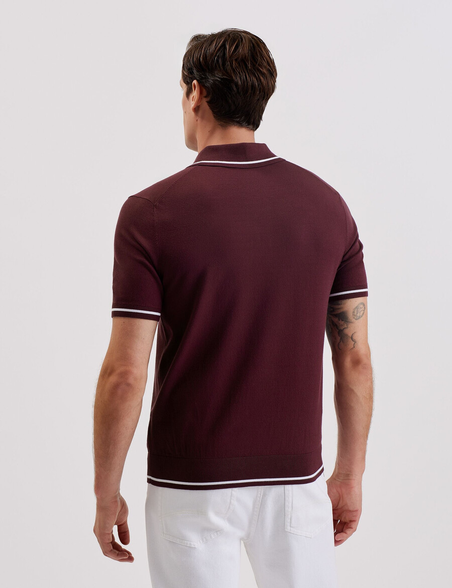 dunow - camisa polo com detalhe em ponto arredondado e acabamento listrado