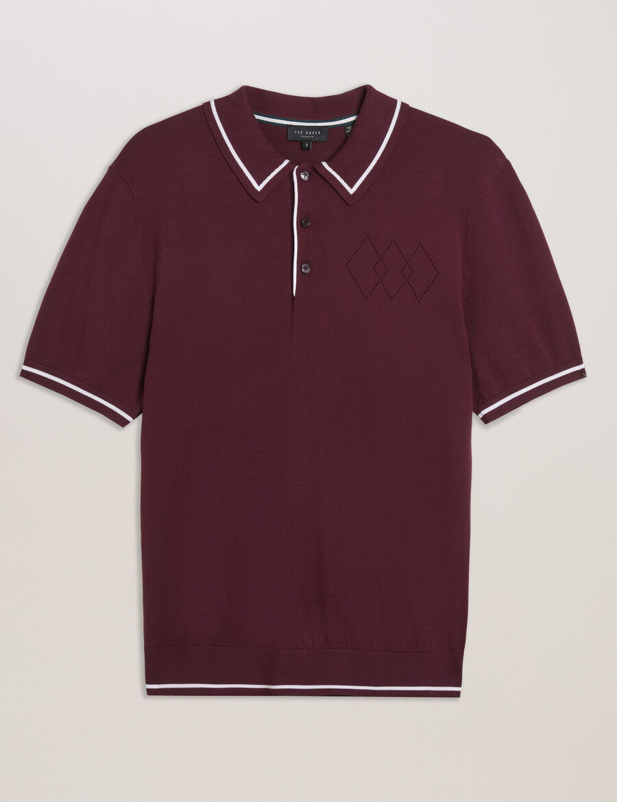 dunow - camisa polo com detalhe em ponto arredondado e acabamento listrado