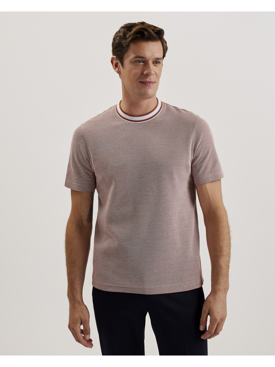 arlon - camiseta de algodão com detalhe de listras texturizadas
