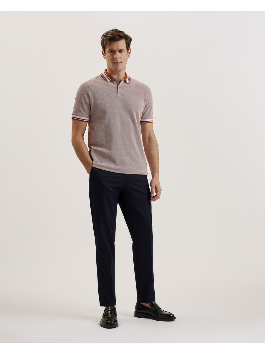 phenes - camisa polo de algodão texturizado com detalhes listrados