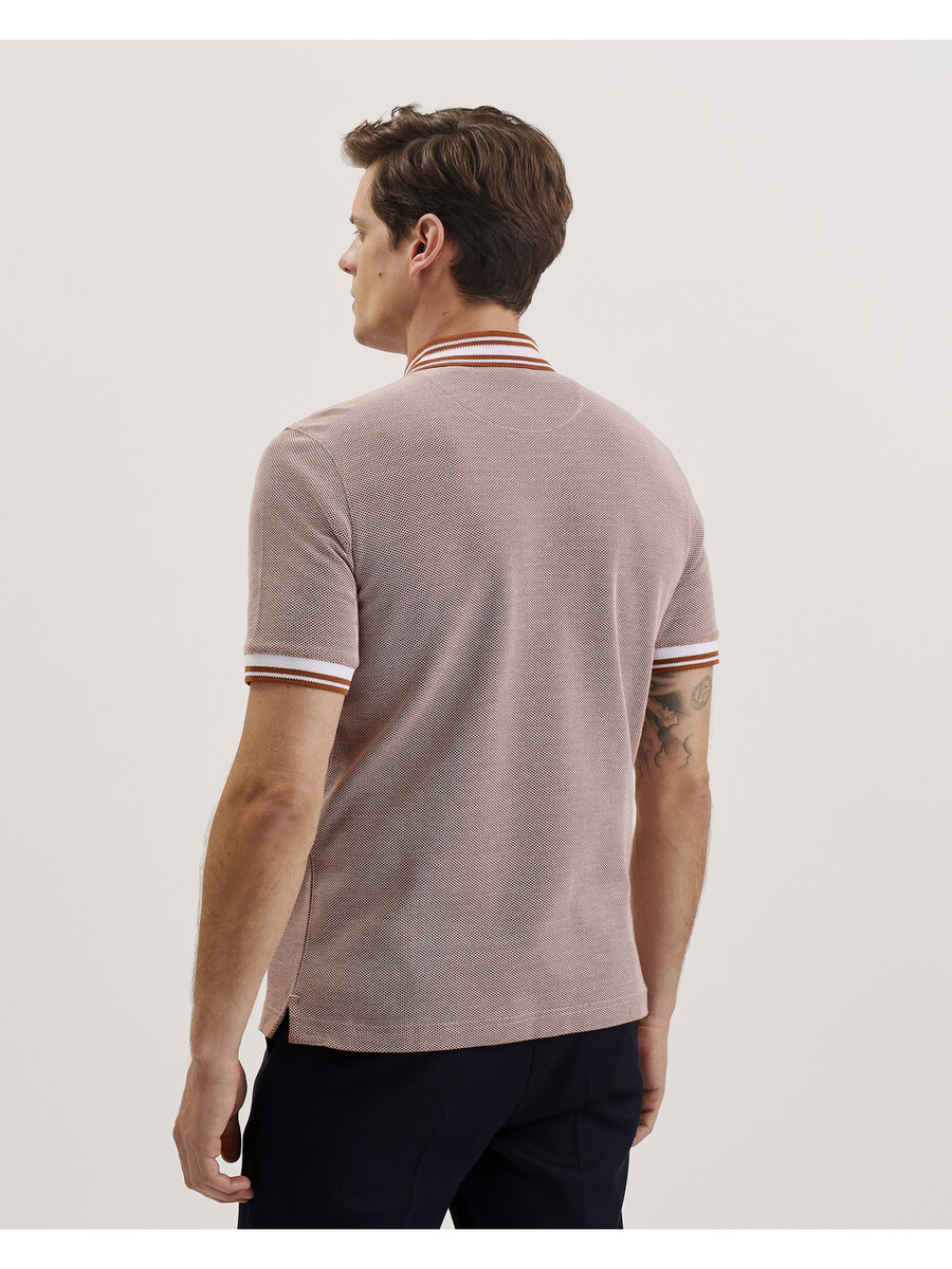 phenes - camisa polo de algodão texturizado com detalhes listrados