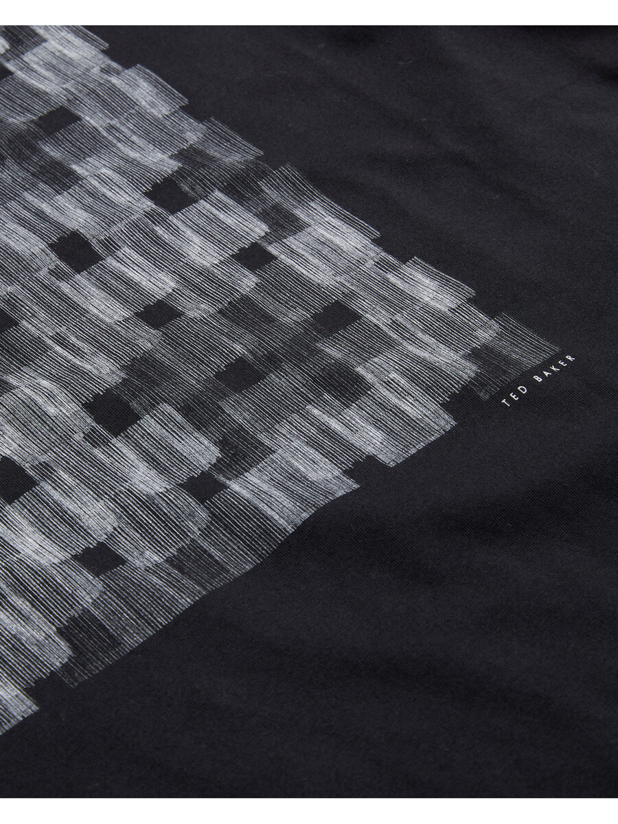 tessman - camiseta de algodão com estampa quadriculada e gola redonda