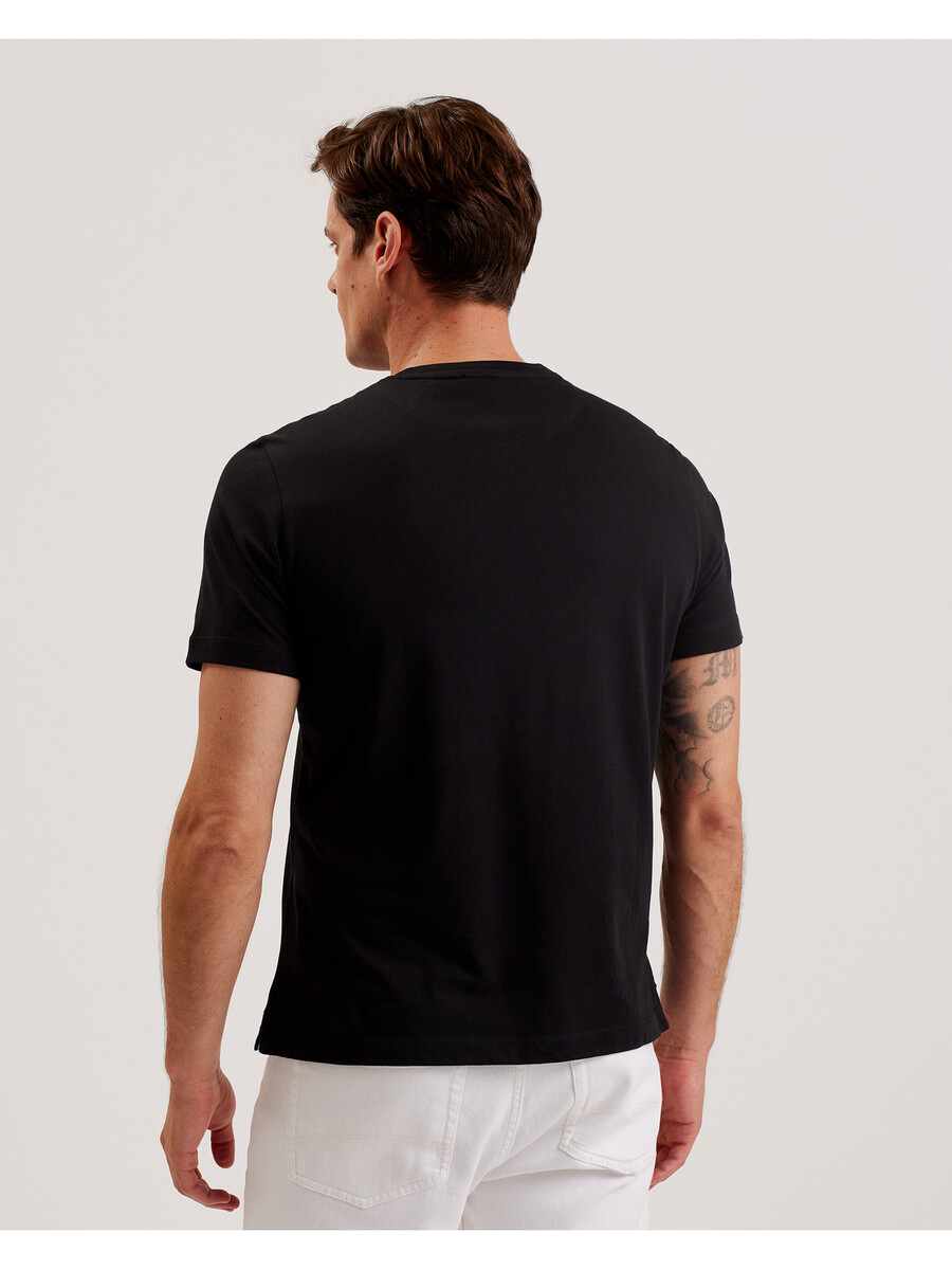 tessman - camiseta de algodão com estampa quadriculada e gola redonda