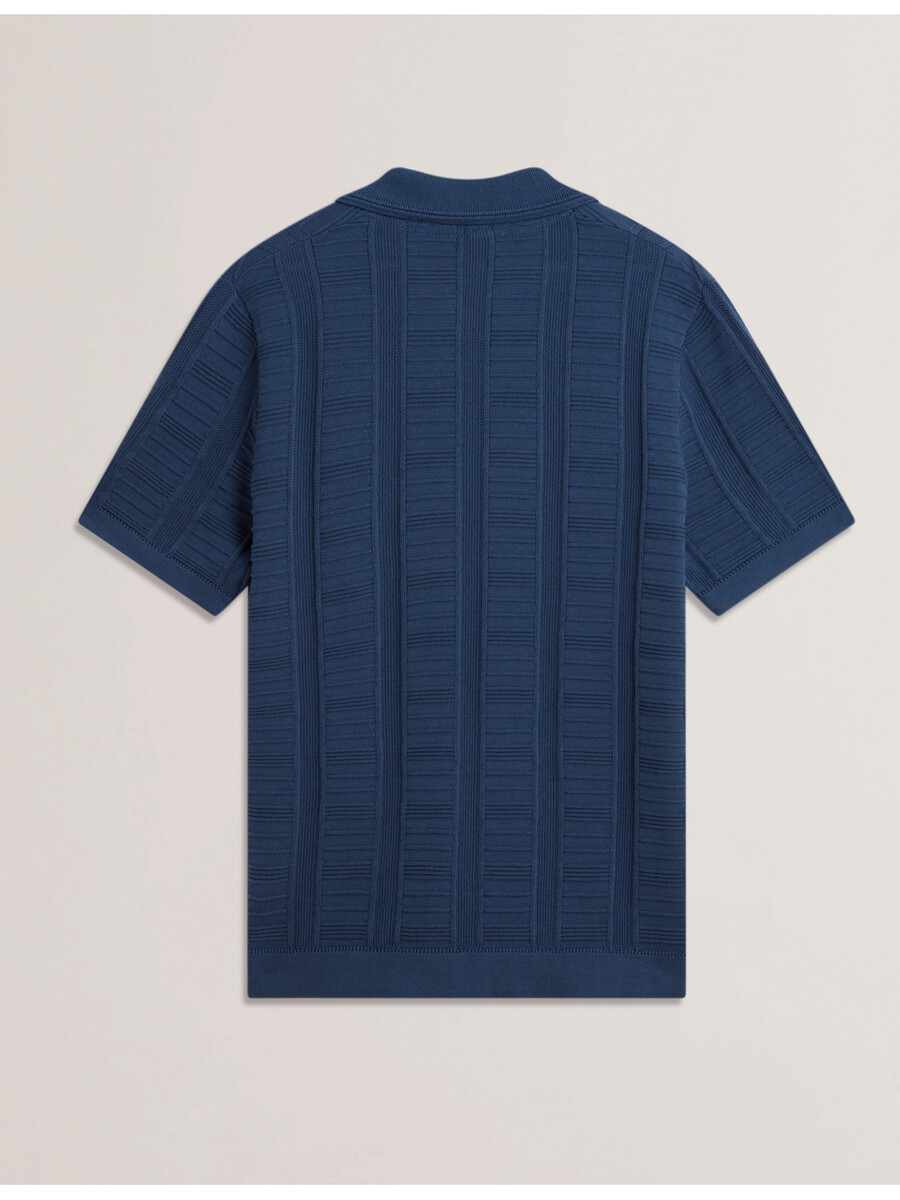ruzza - polo texturizado com gola aberta de curta duração