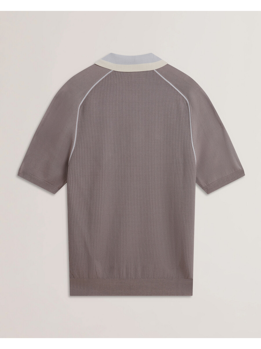 paxto - polo texturizada com zíper e gola listrada