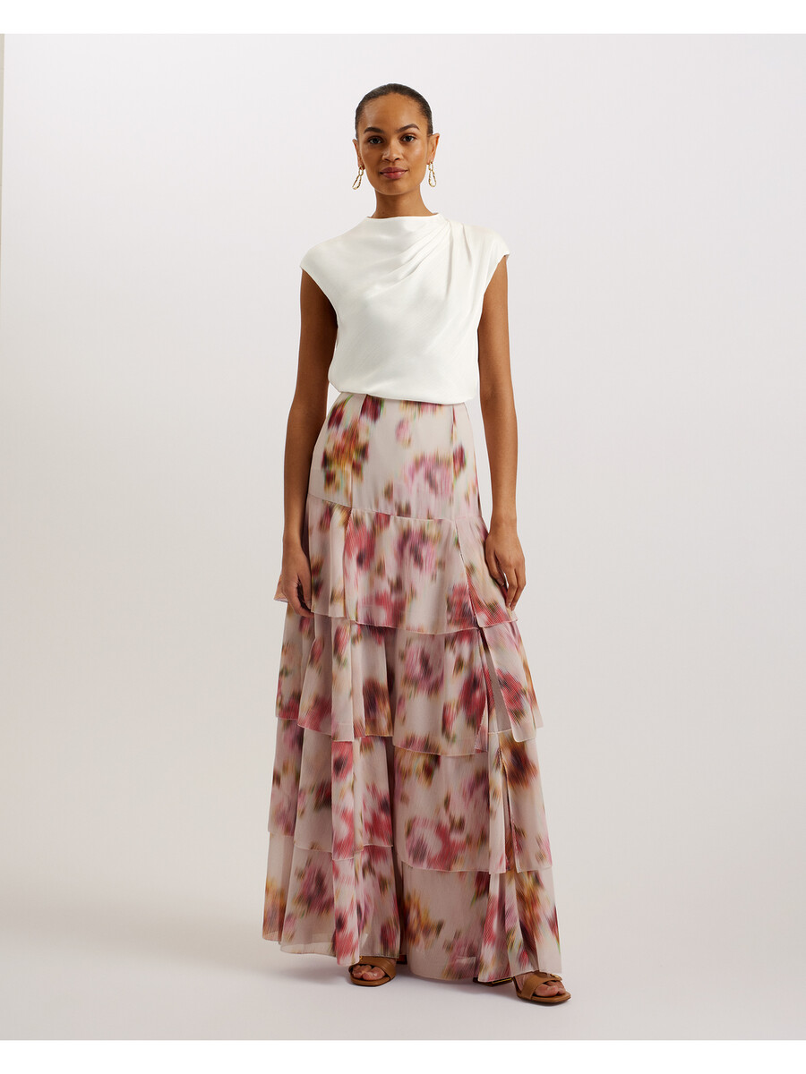 misrina - blusa de cetim com detalhe drapeado no decote