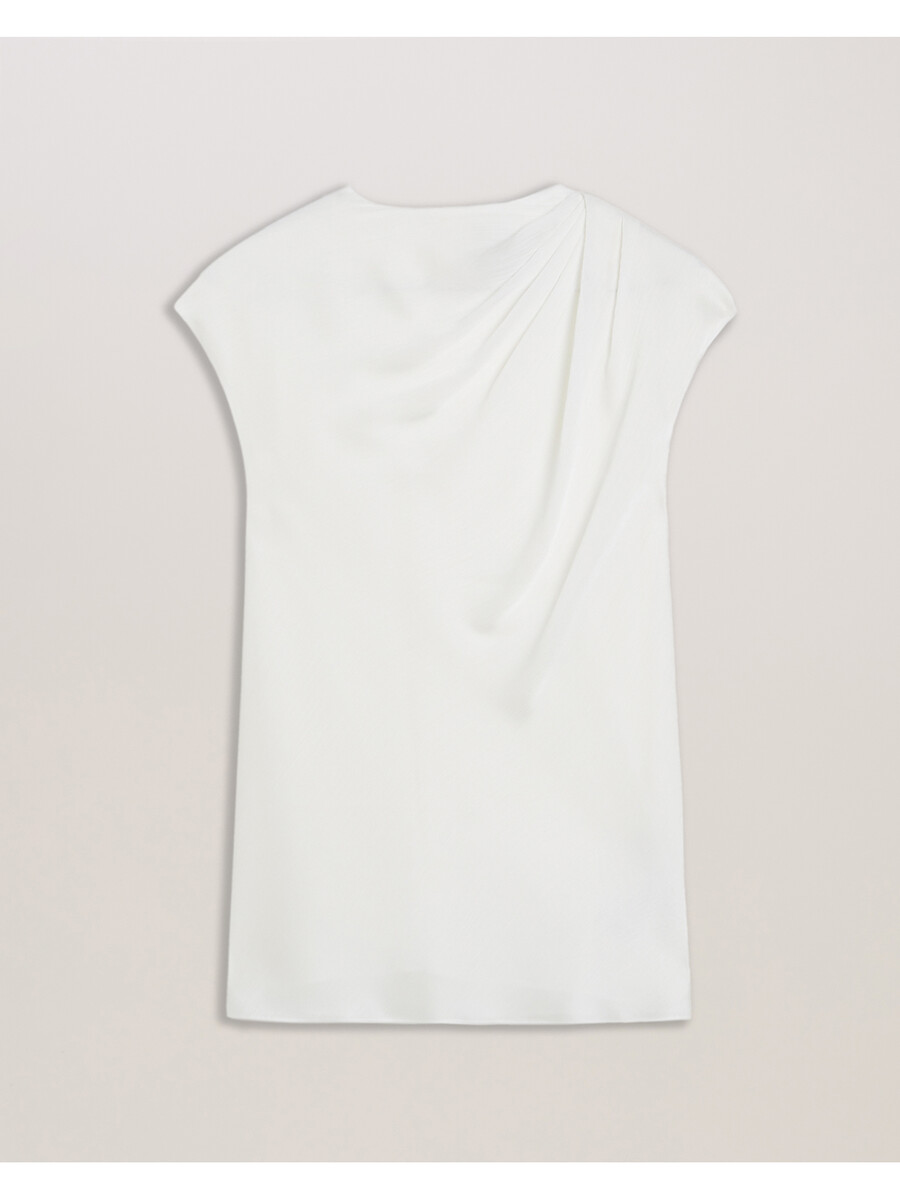 misrina - blusa de cetim com detalhe drapeado no decote