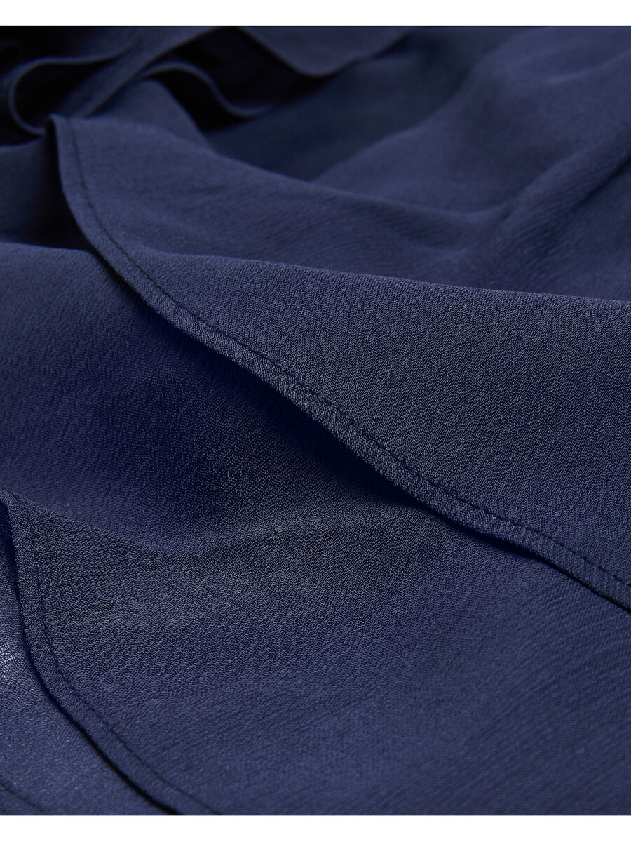 nobora - blusa envelope de manga curta com babados em chiffon