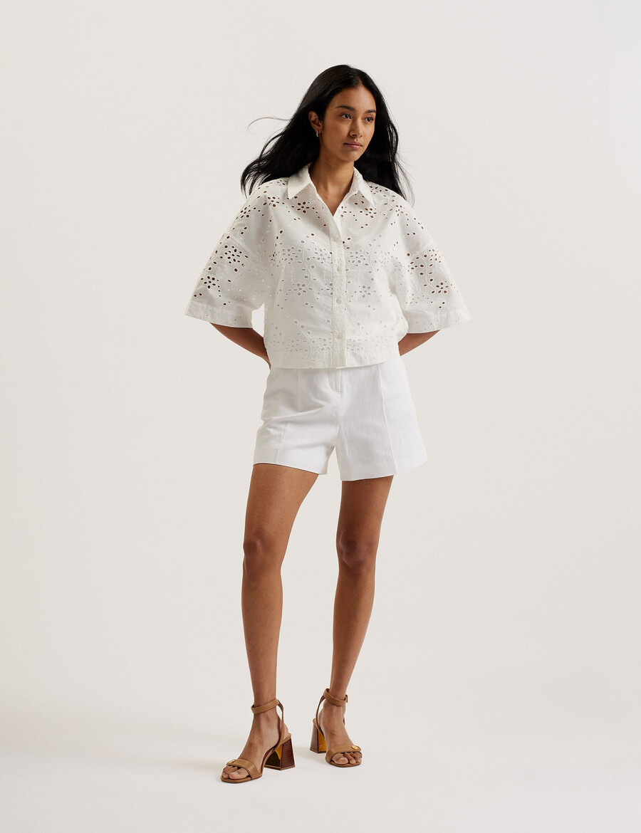 kilkis - camisa cropped com bordado inglês