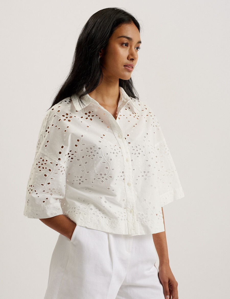 kilkis - camisa cropped com bordado inglês