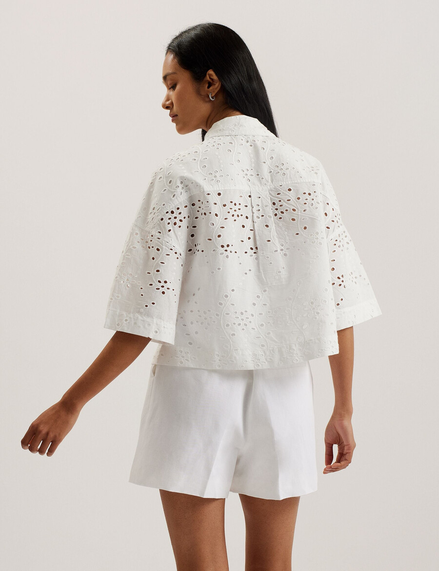 kilkis - camisa cropped com bordado inglês
