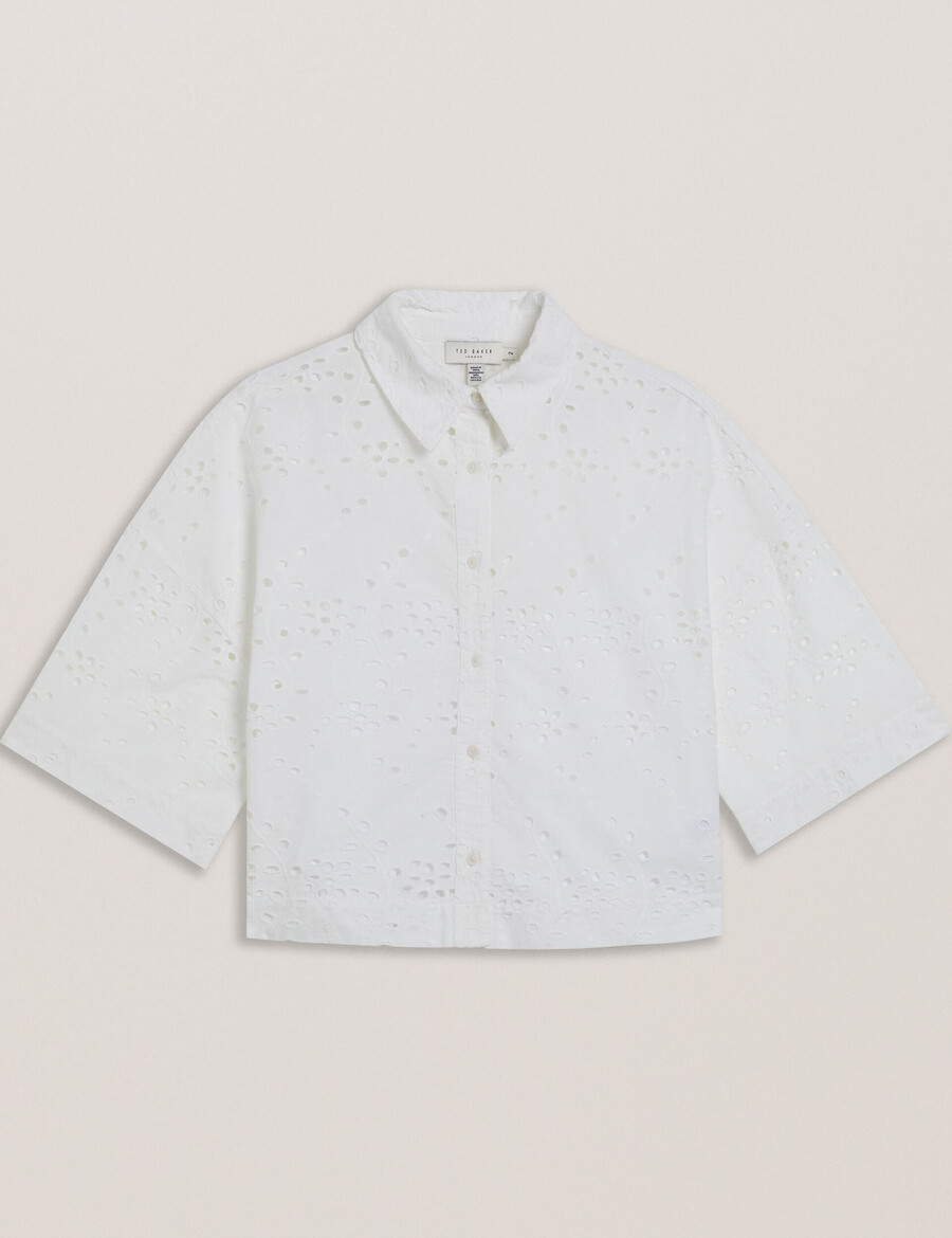 kilkis - camisa cropped com bordado inglês