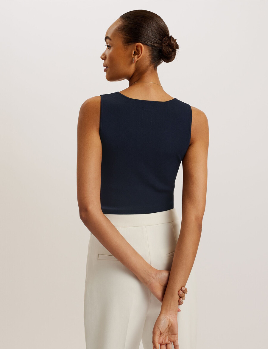 josiiy - blusa de malha sem mangas com decote em v e modelagem justa
