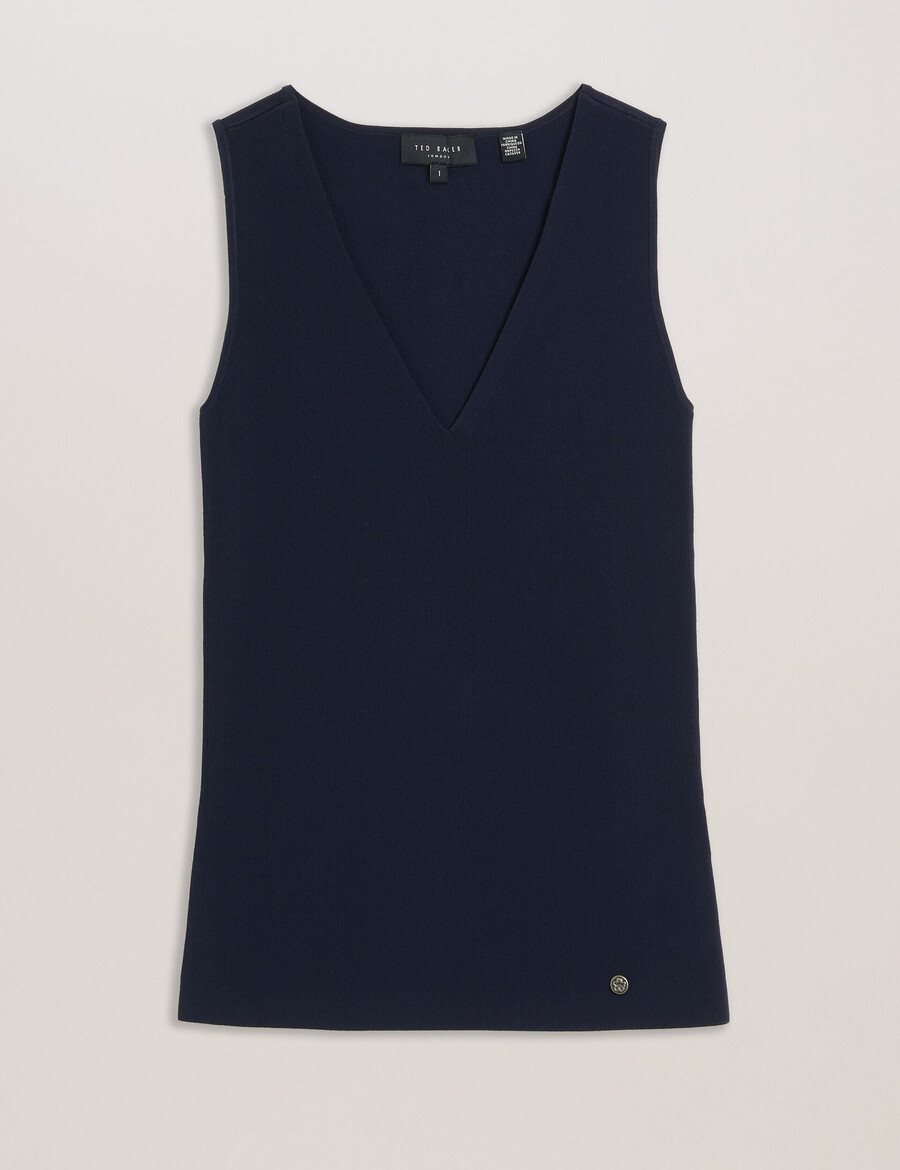 josiiy - blusa de malha sem mangas com decote em v e modelagem justa