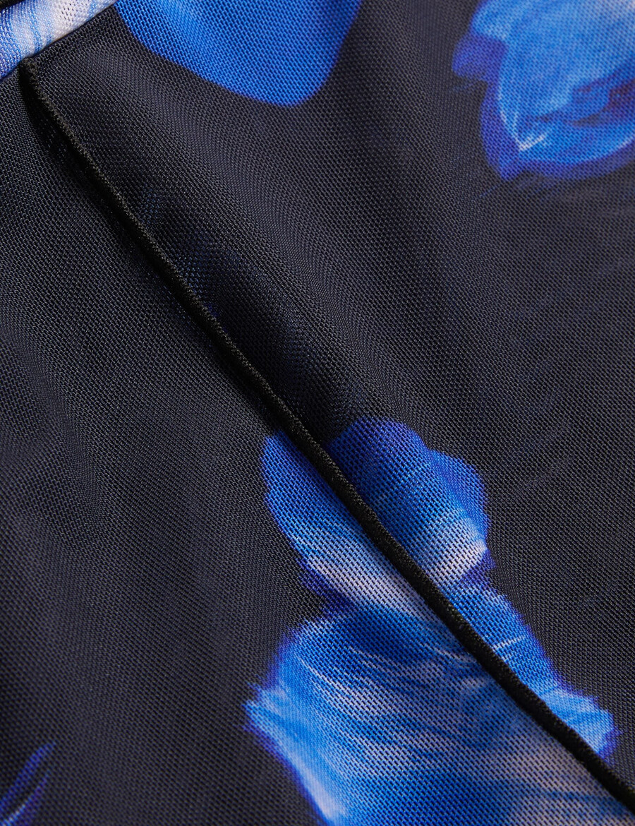 dekotha - blusa de manga comprida em tule com estampa floral