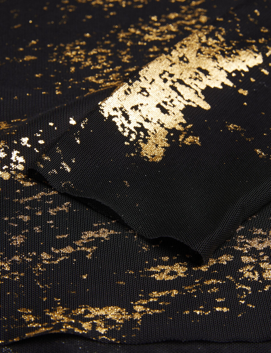 karenha - blusa de malha com decote em v e estampa metalizada