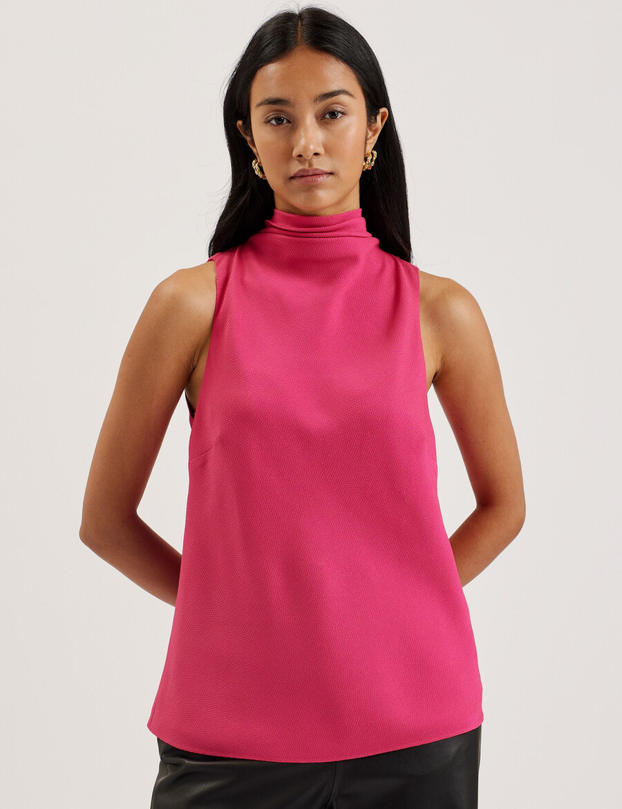 anini - blusa sem mangas com gola alta texturizada