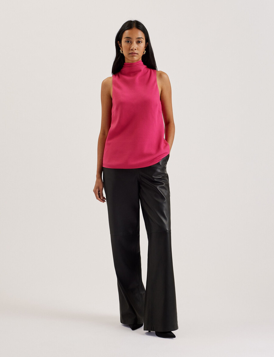 anini - blusa sem mangas com gola alta texturizada