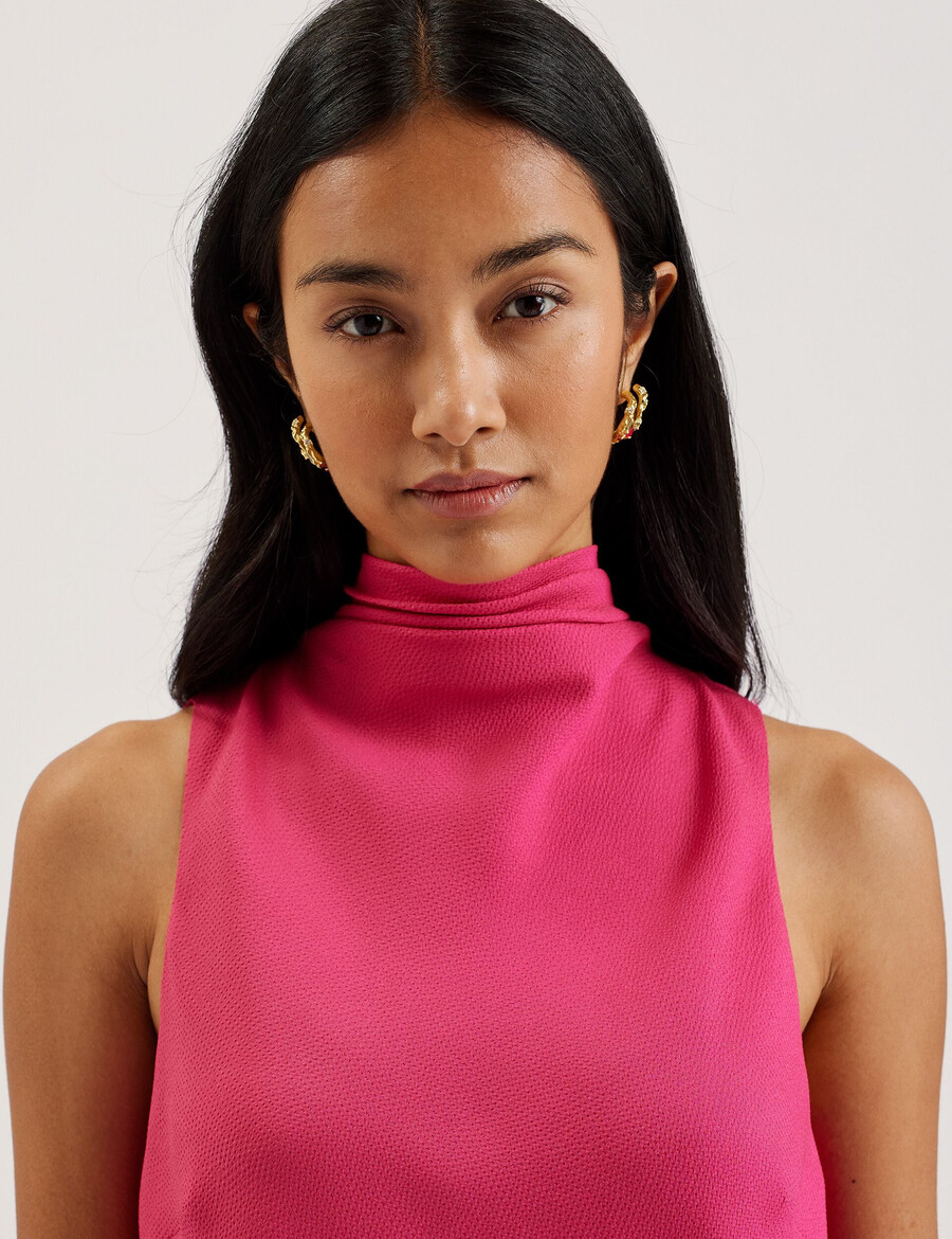 anini - blusa sem mangas com gola alta texturizada