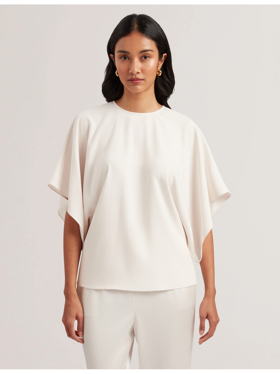 cherika - blusa de tecido plano com mangas curtas estilo morcego