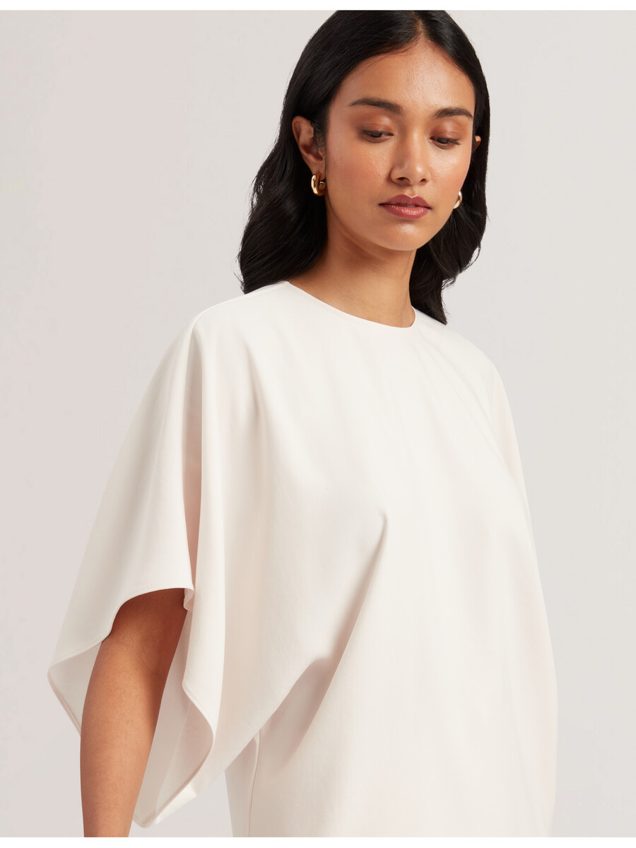 cherika - blusa de tecido plano com mangas curtas estilo morcego
